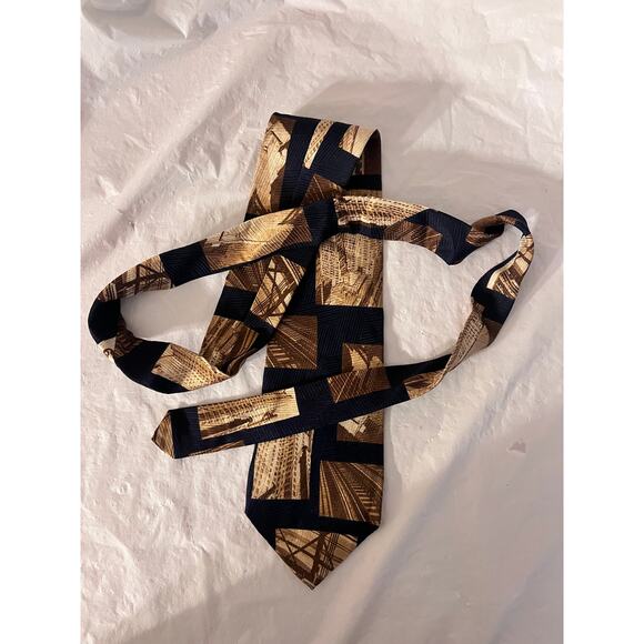 Vintage Metropolitan Museum of Art Silk Tie Abstract Architectural Pattern - Picture 4 of 10